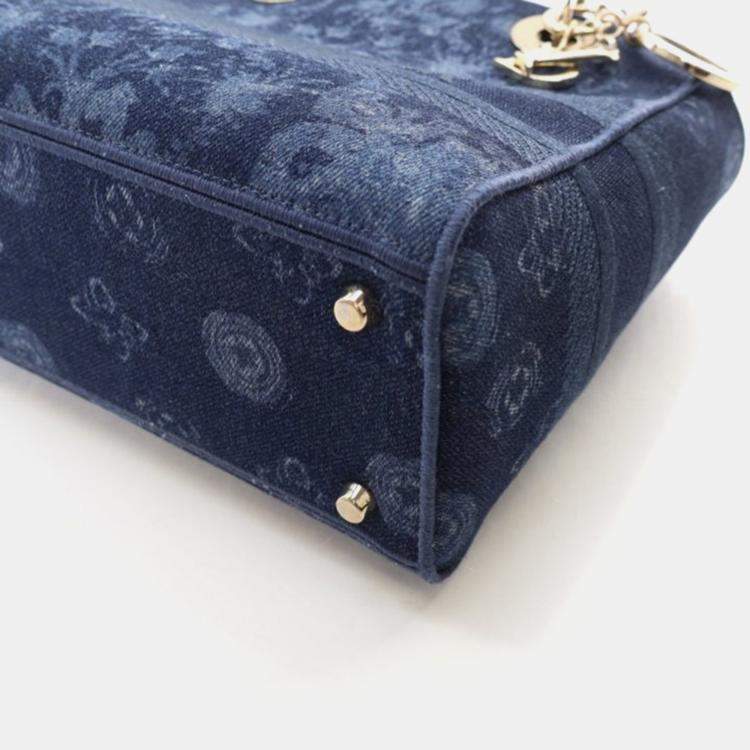 مملوكة مسبقًا Dior Lady D-Lite Medium Denim Floral Canvas Shoulder Bag