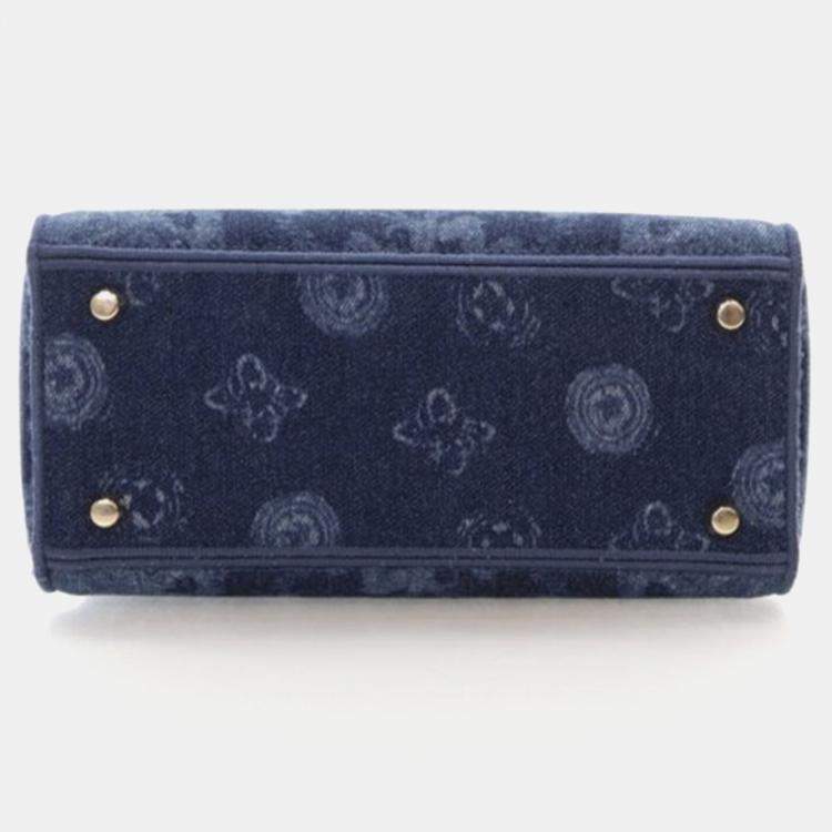 مملوكة مسبقًا Dior Lady D-Lite Medium Denim Floral Canvas Shoulder Bag