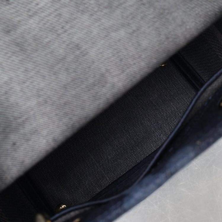 مملوكة مسبقًا Dior Lady D-Lite Medium Denim Floral Canvas Shoulder Bag
