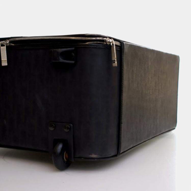Pre Owned Dior Oblique Black Coated Canvas Travel Bag