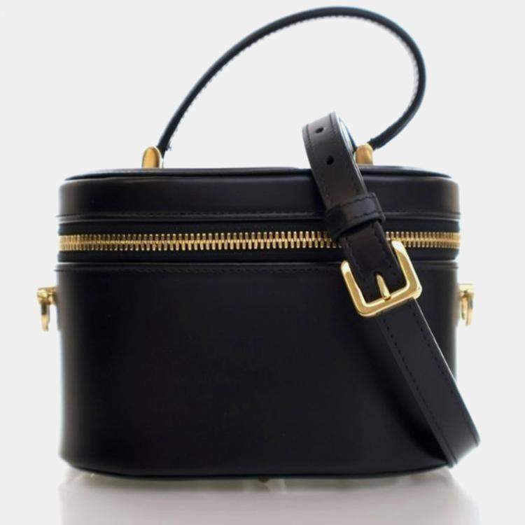Pre Owned Dior Vanity Case Small Black Calfskin Shoulder Bag