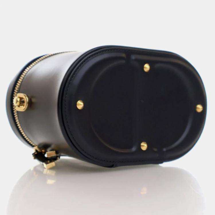 Pre Owned Dior Vanity Case Small Black Calfskin Shoulder Bag