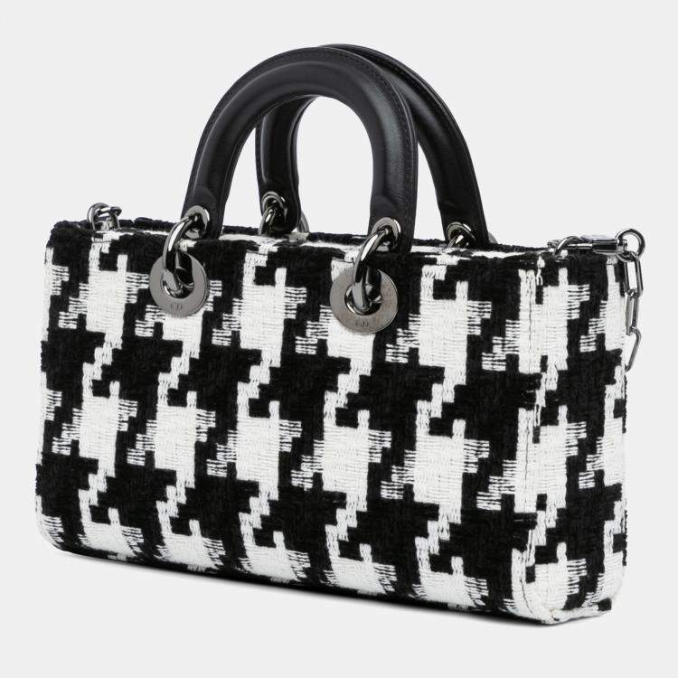 Pre Owned Dior Black White Medium Canvas Macro Houndstooth Lady D Joy