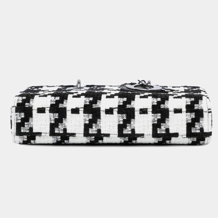 Pre Owned Dior Black White Medium Canvas Macro Houndstooth Lady D Joy