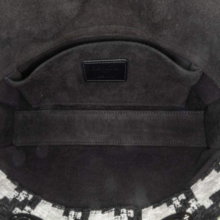 Pre Owned Dior Black White Medium Canvas Macro Houndstooth Lady D Joy