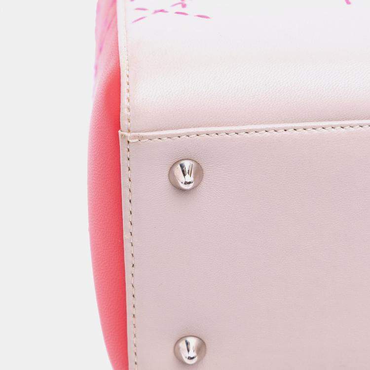 Pre Owned Dior Medium Tricolor Lambskin Macrocannage Stitched Lady Dior