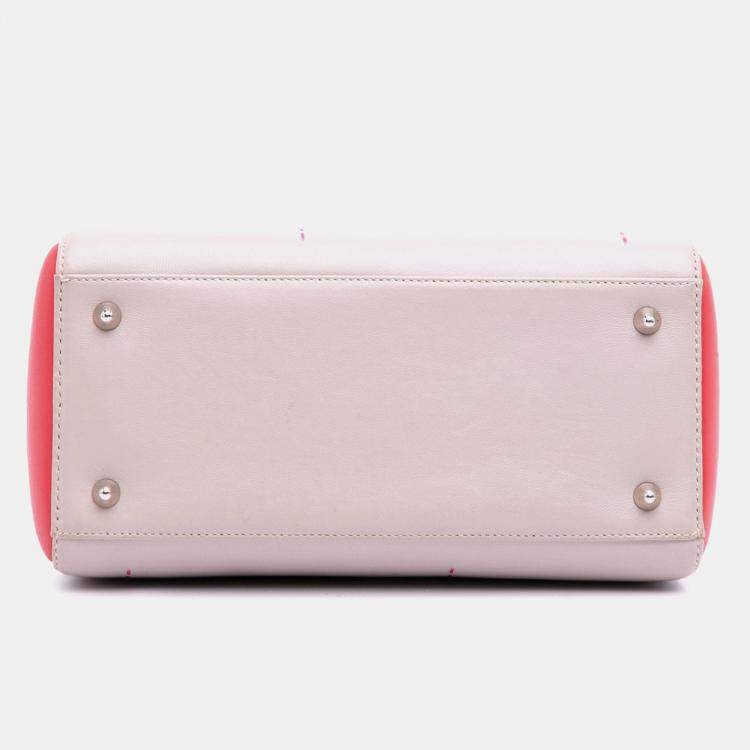 Pre Owned Dior Medium Tricolor Lambskin Macrocannage Stitched Lady Dior