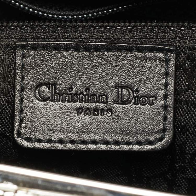 Pre Owned Dior Light Grey Denim Diva Frame Bag