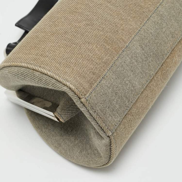 Pre Owned Dior Light Grey Denim Diva Frame Bag