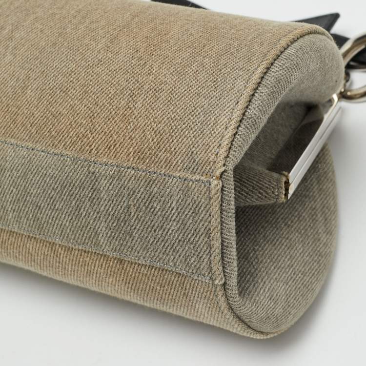 Pre Owned Dior Light Grey Denim Diva Frame Bag