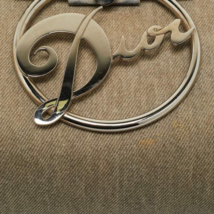 Pre Owned Dior Light Grey Denim Diva Frame Bag