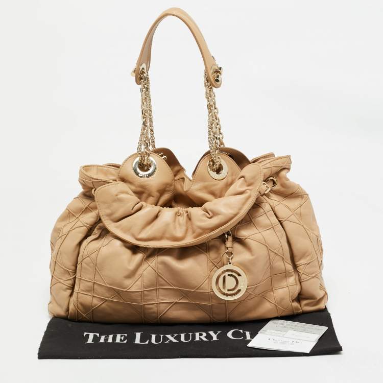 Pre Owned Dior Beige Cannage Leather Le Trente Shoulder Bag