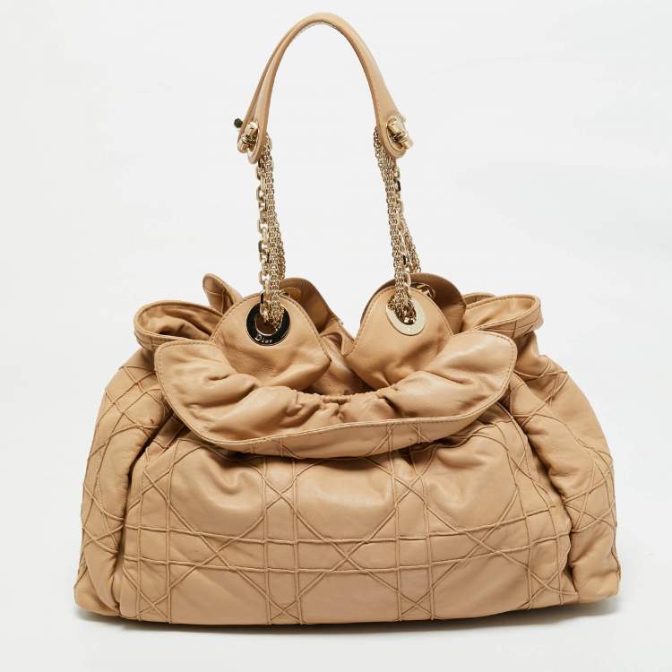 Pre Owned Dior Beige Cannage Leather Le Trente Shoulder Bag