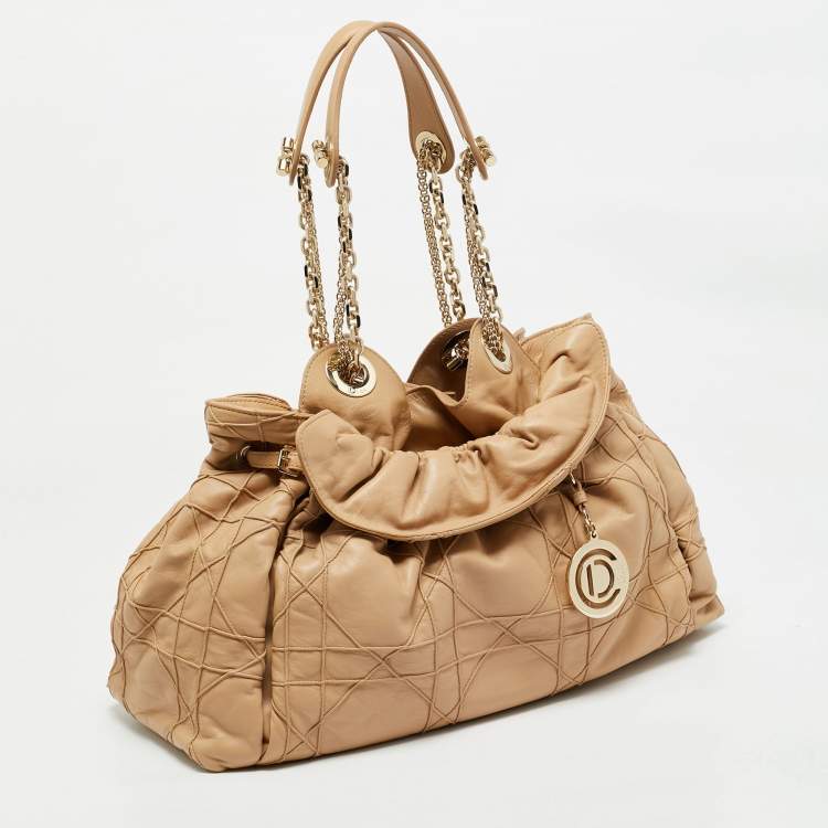 Pre Owned Dior Beige Cannage Leather Le Trente Shoulder Bag
