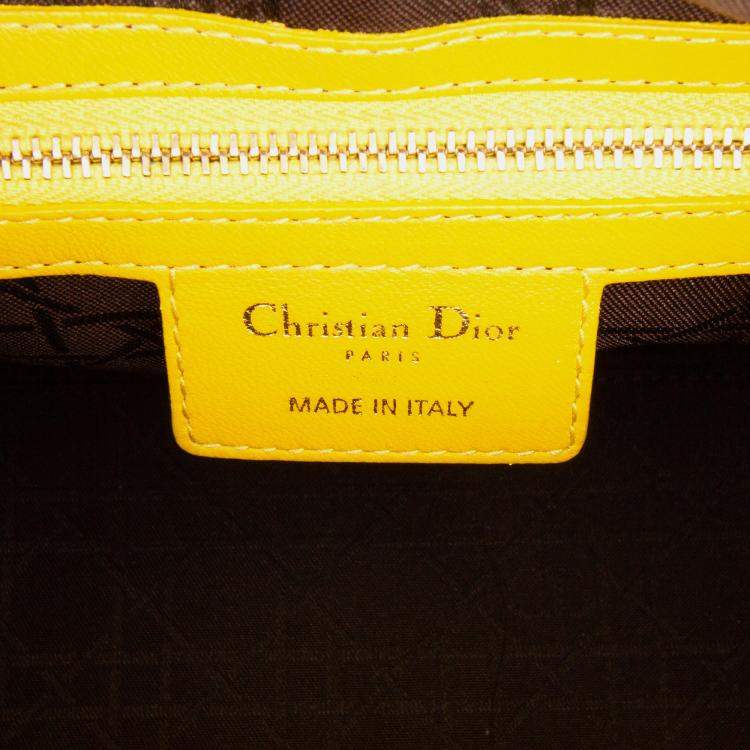 Pre Owned Dior Yellow Medium Lambskin Cannage Lady Dior