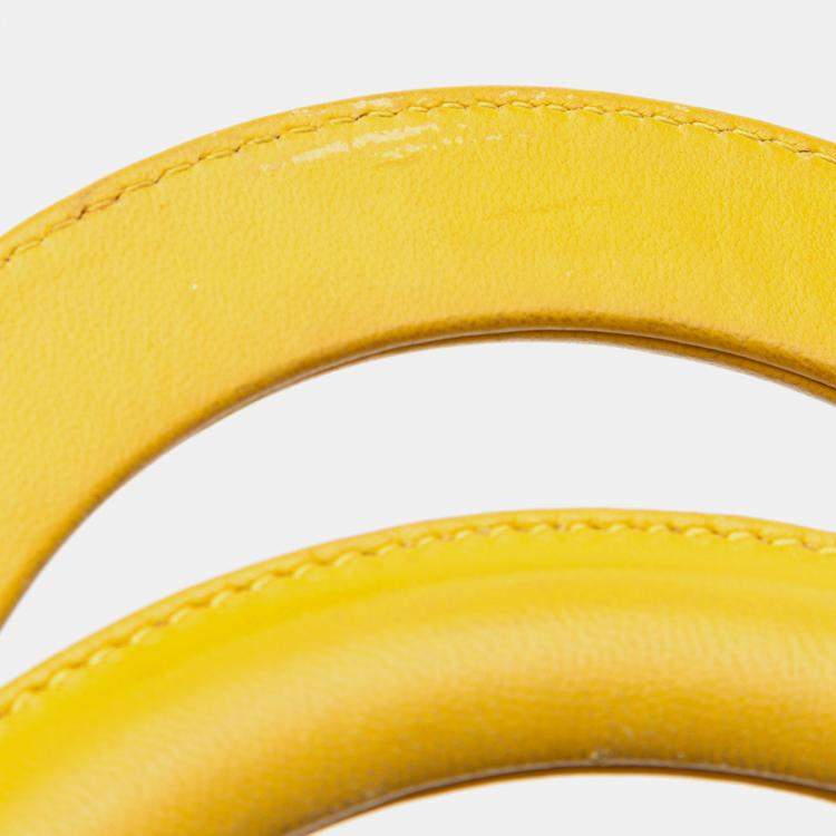 Pre Owned Dior Yellow Medium Lambskin Cannage Lady Dior