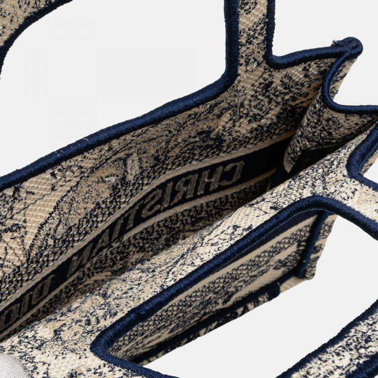 Pre Owned Dior Blue White Mini Canvas Embroidered Dioriviera Toile De Jouy Book Tote