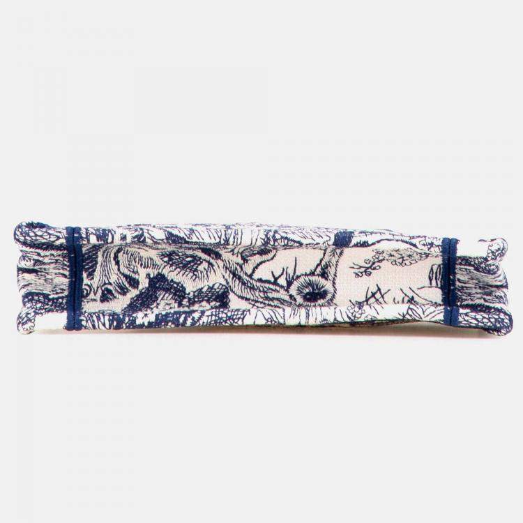 Pre Owned Dior Blue White Mini Canvas Embroidered Dioriviera Toile De Jouy Book Tote