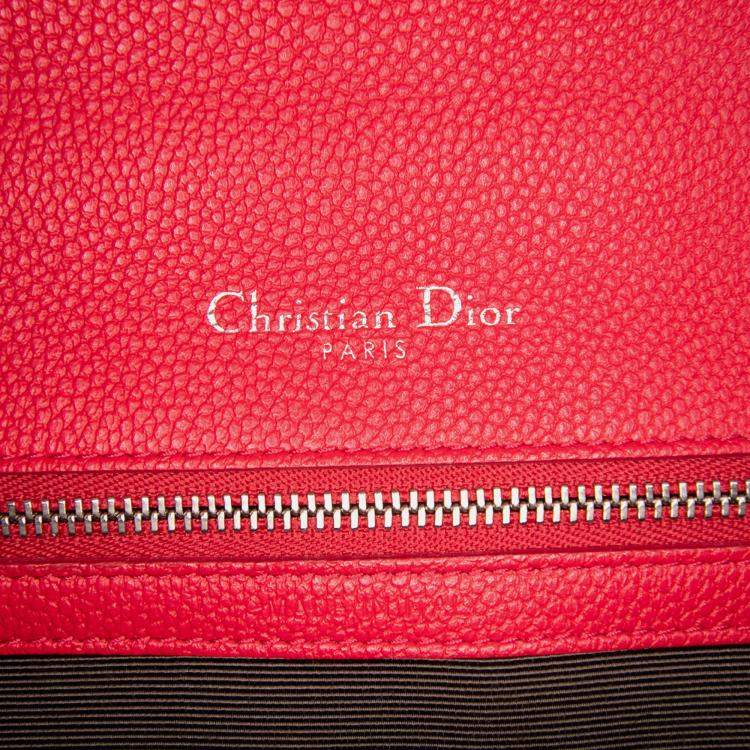 Pre Owned Dior Red Small Grained Calfskin Diorama Flap