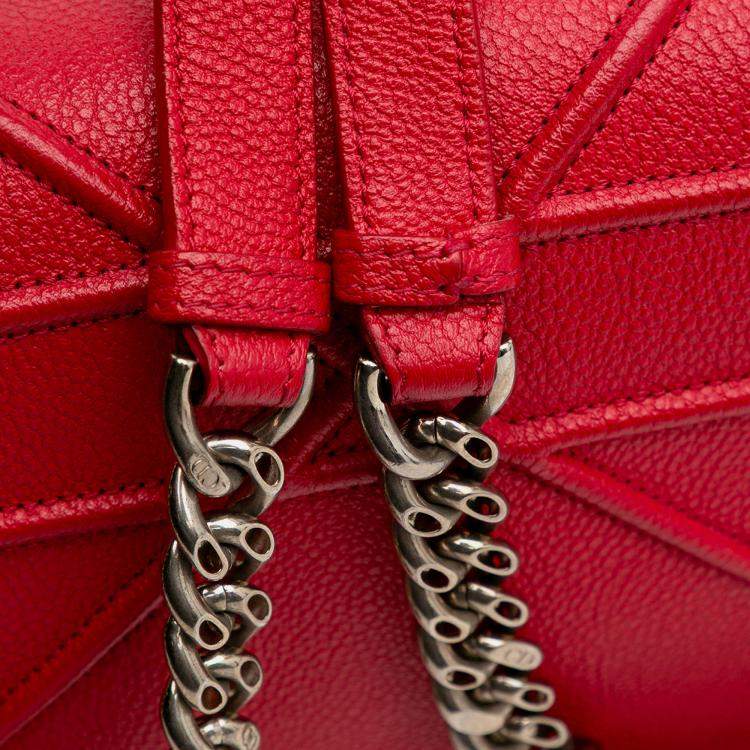 Pre Owned Dior Red Small Grained Calfskin Diorama Flap