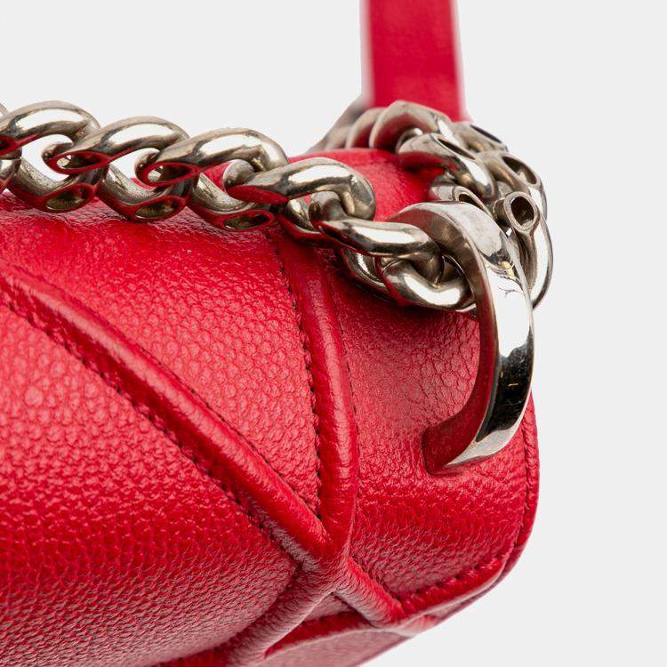 Pre Owned Dior Red Small Grained Calfskin Diorama Flap
