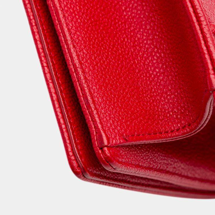 Pre Owned Dior Red Small Grained Calfskin Diorama Flap