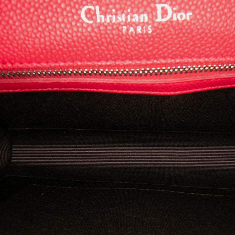 Pre Owned Dior Red Small Grained Calfskin Diorama Flap
