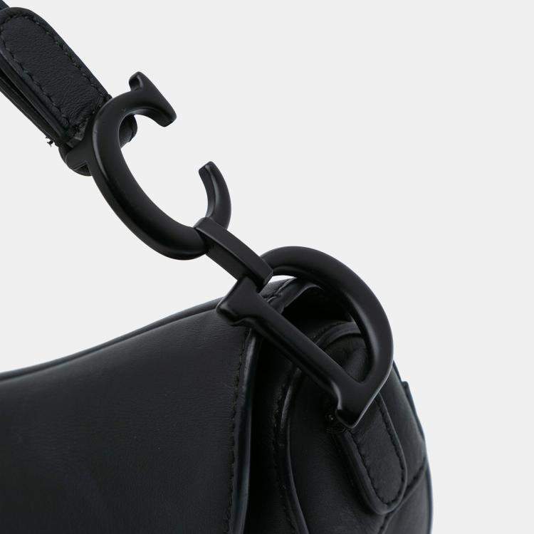 Pre Owned Dior Black Mini Ultra Matte Calfskin Saddle Bag
