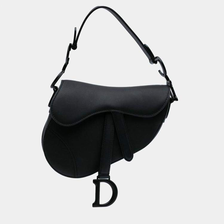 Pre Owned Dior Black Mini Ultra Matte Calfskin Saddle Bag
