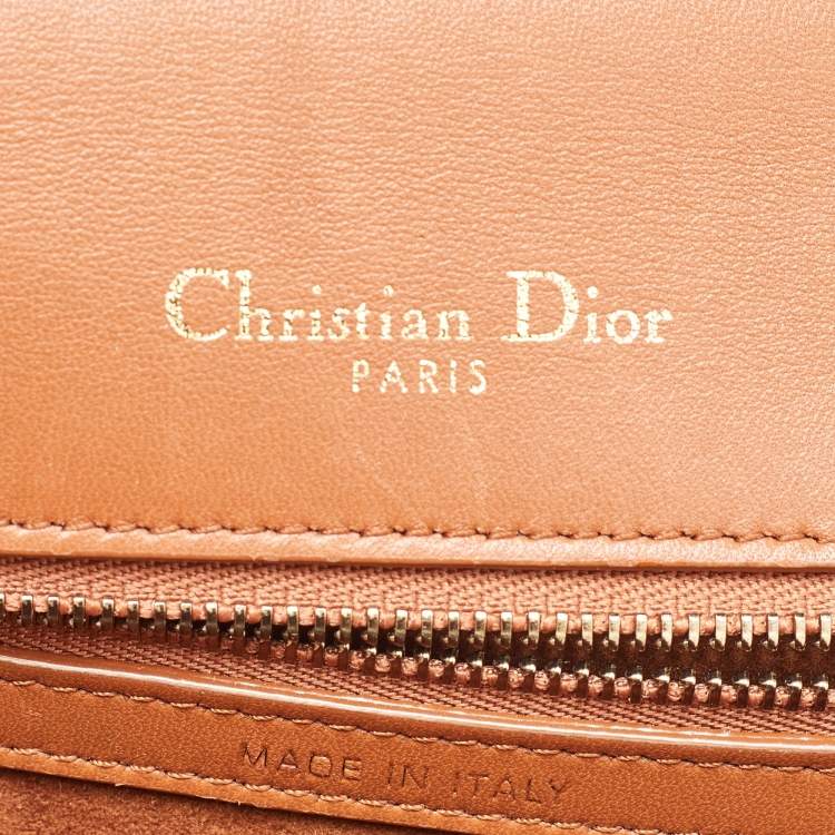 Pre Owned Dior Brown Leather Medium Diorama Studded Flap Shoulder Bag