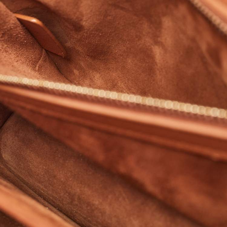 Pre Owned Dior Brown Leather Medium Diorama Studded Flap Shoulder Bag