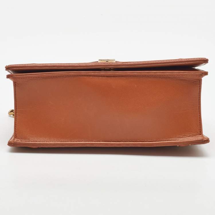 Pre Owned Dior Brown Leather Medium Diorama Studded Flap Shoulder Bag
