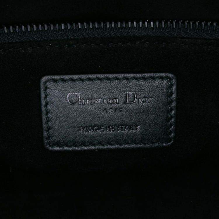 Pre Owned Dior Black Small Smooth Calfskin Painted Heart Clover Lady Dior