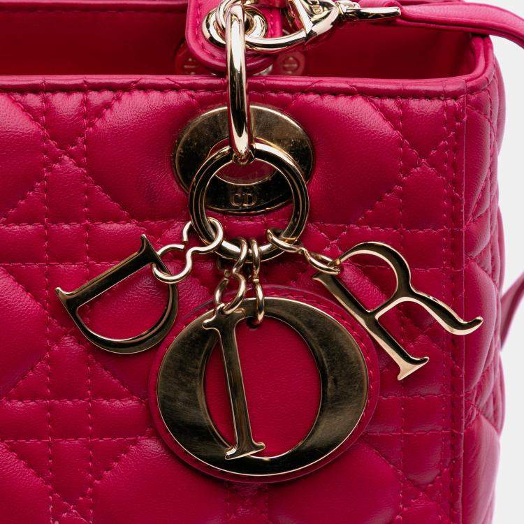 Pre Owned Dior Pink Medium Lambskin Cannage Lady Dior