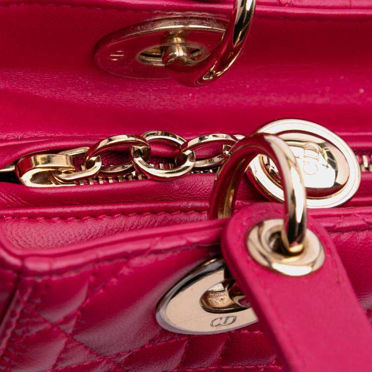 Pre Owned Dior Pink Medium Lambskin Cannage Lady Dior