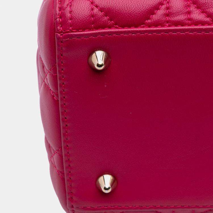 Pre Owned Dior Pink Medium Lambskin Cannage Lady Dior