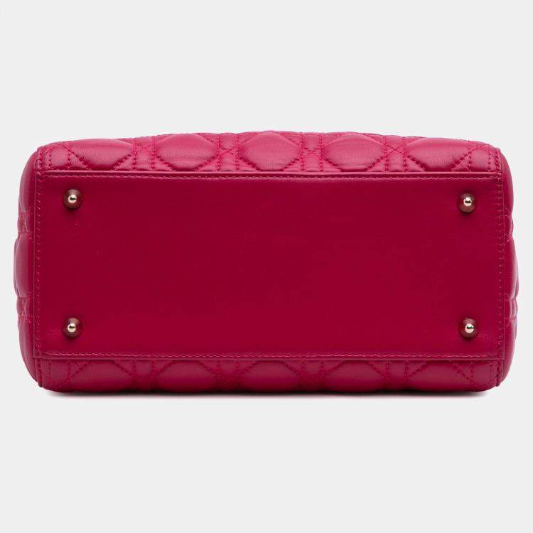 Pre Owned Dior Pink Medium Lambskin Cannage Lady Dior
