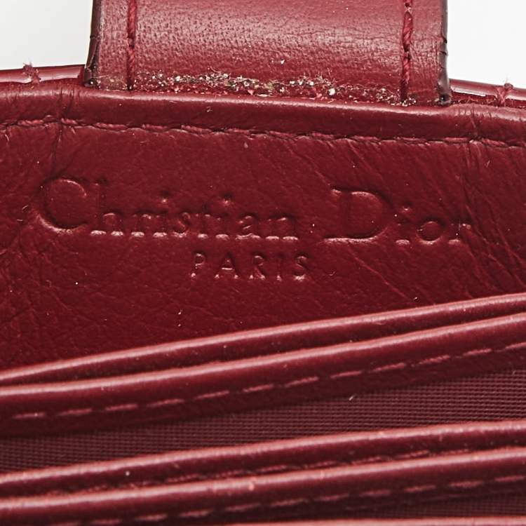 Pre Owned Dior Red Cannage Patent Leather Lady Dior 5 Gusset Card Holder