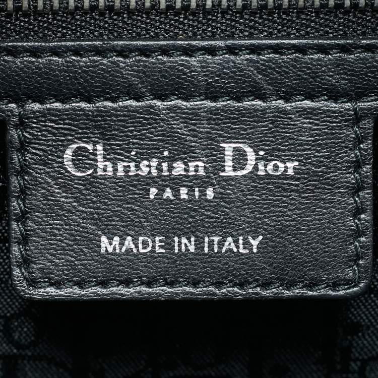 Pre Owned Dior Black Cannage Stitched Leather Large Lady Dior Tote