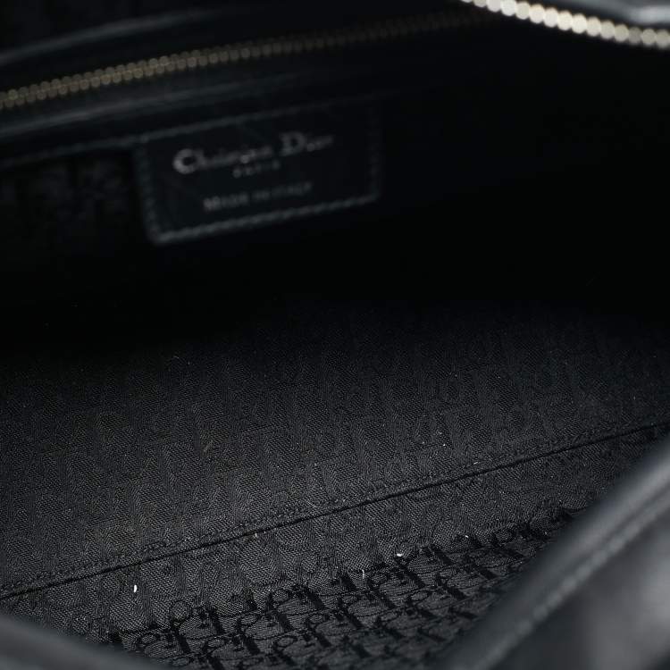 Pre Owned Dior Black Cannage Stitched Leather Large Lady Dior Tote