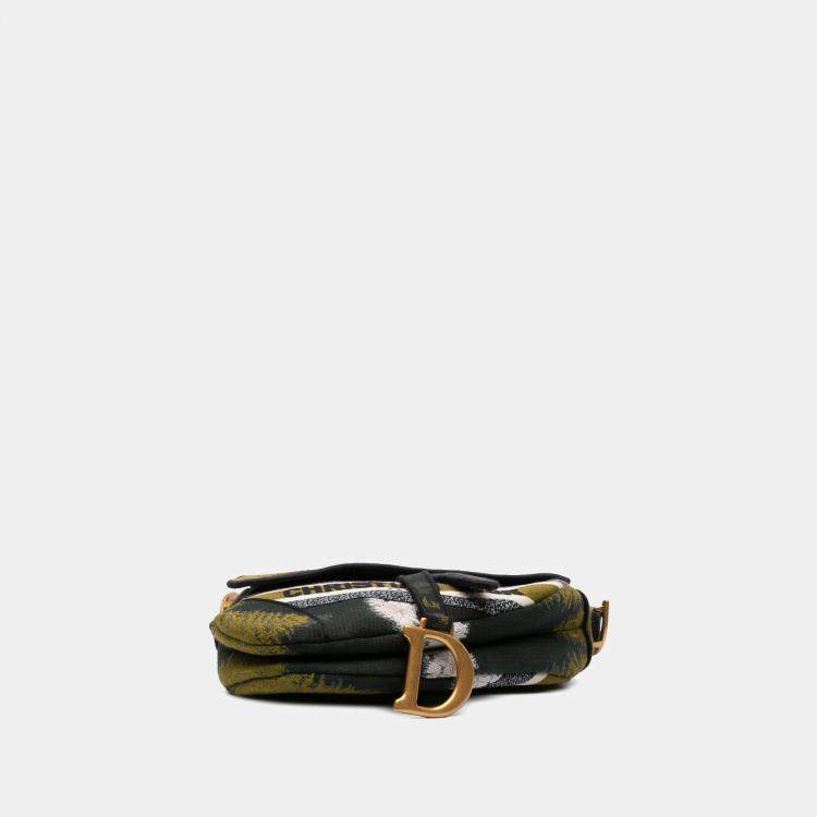 Pre Owned Dior Green Canvas Embroidered Tie Dye Saddle Bag