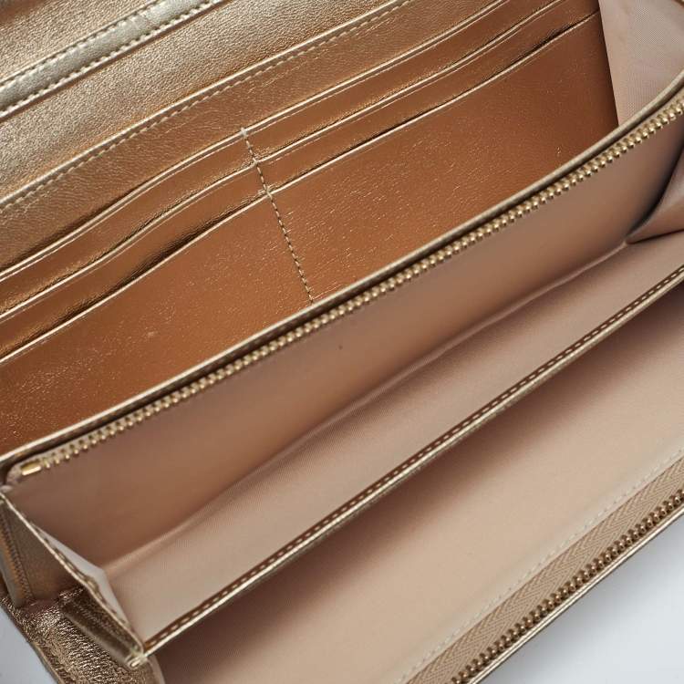 Pre Owned Dior Gold Cannage Leather Miss Dior Rendezvous Wallet on Chain