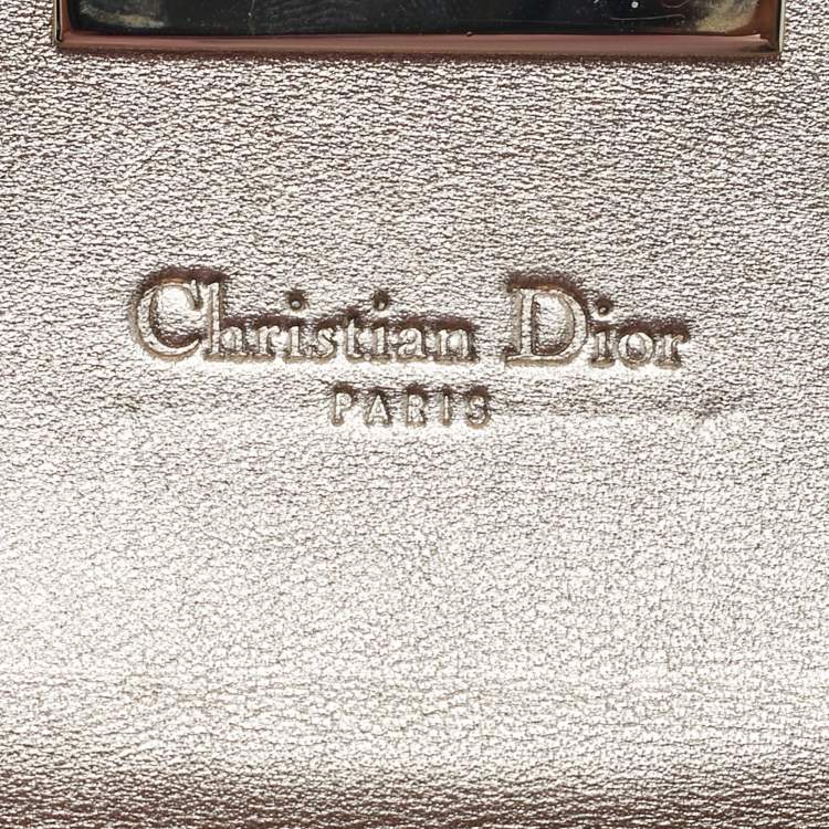 Pre Owned Dior Gold Cannage Leather Miss Dior Rendezvous Wallet on Chain