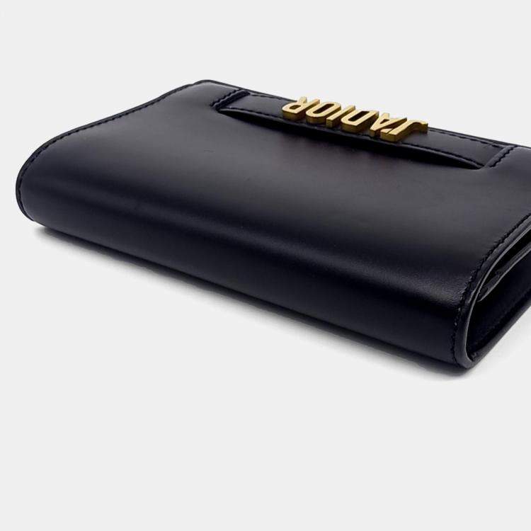 Pre Owned Dior Black Leather JaDior Mini Chain Crossbody Bag