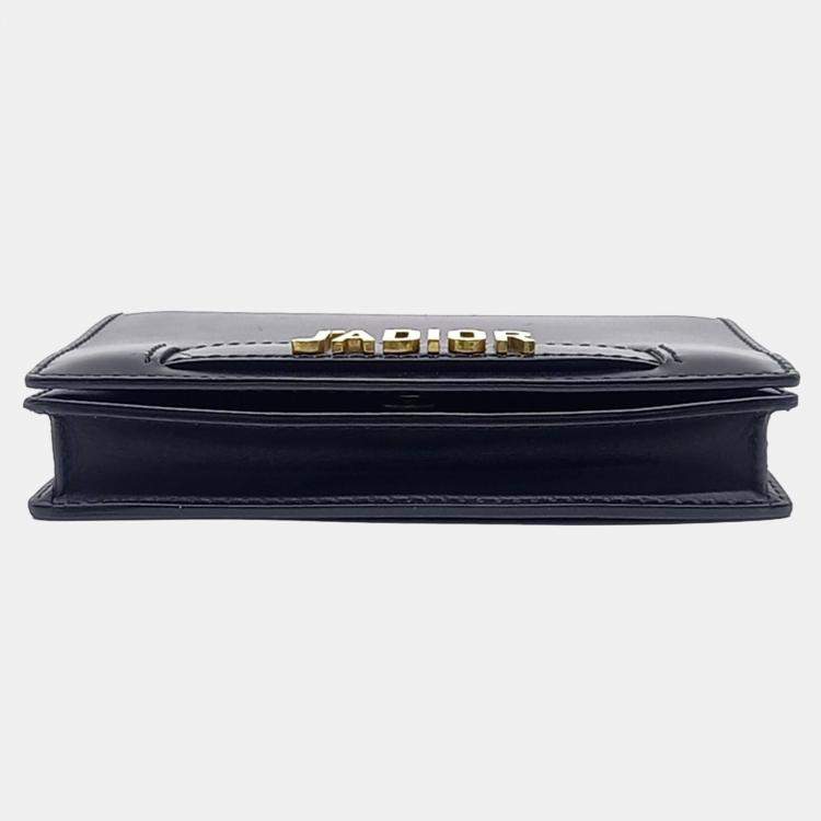 Pre Owned Dior Black Leather JaDior Mini Chain Crossbody Bag