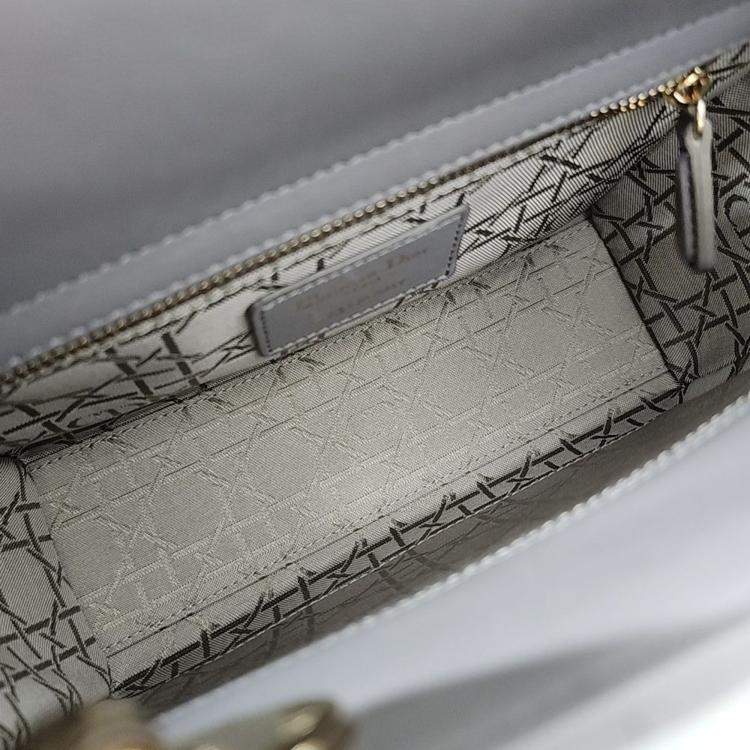 Pre Owned Dior Grey Leather Small Cannage Lady Dior Bag