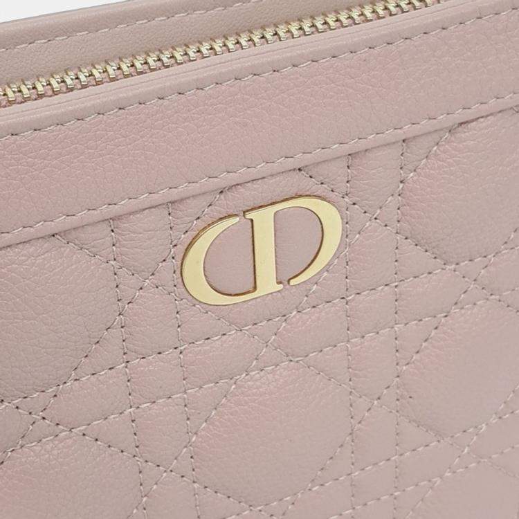 Pre Owned Dior Pink Leather Caro Chain Zipper Pouch and Crossbody Bag