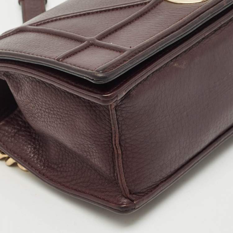 Pre Owned Dior Burgundy Cannage Leather Small Diorama Flap Bag
