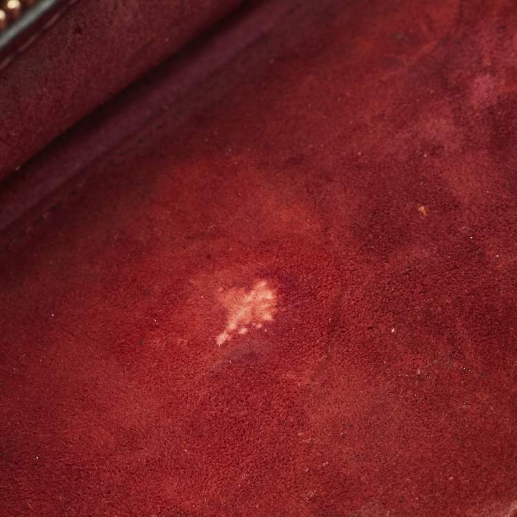 Pre Owned Dior Burgundy Cannage Leather Small Diorama Flap Bag