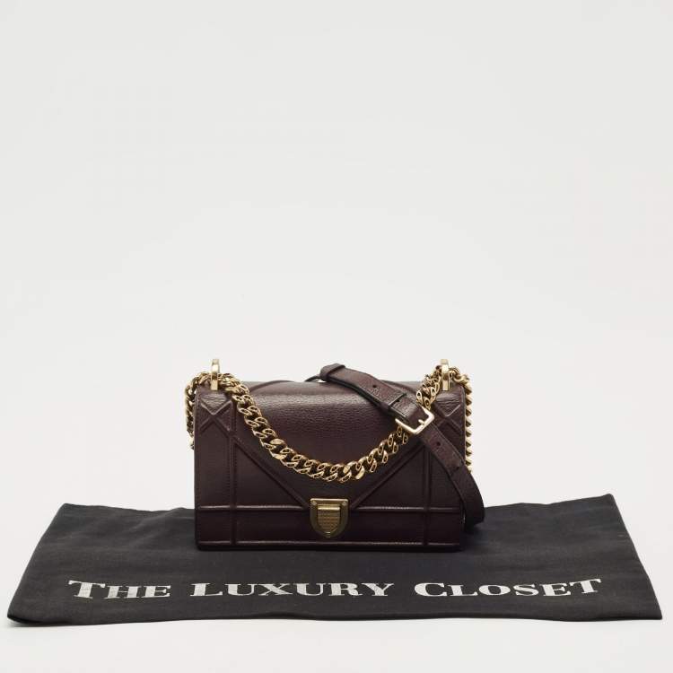 Pre Owned Dior Burgundy Cannage Leather Small Diorama Flap Bag